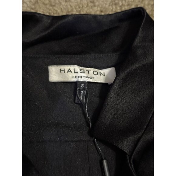 NWT HALSTON Black Satin Tuxedo Blazer Dress $375 Party Cocktail Holiday Formal 8 - Picture 5 of 13